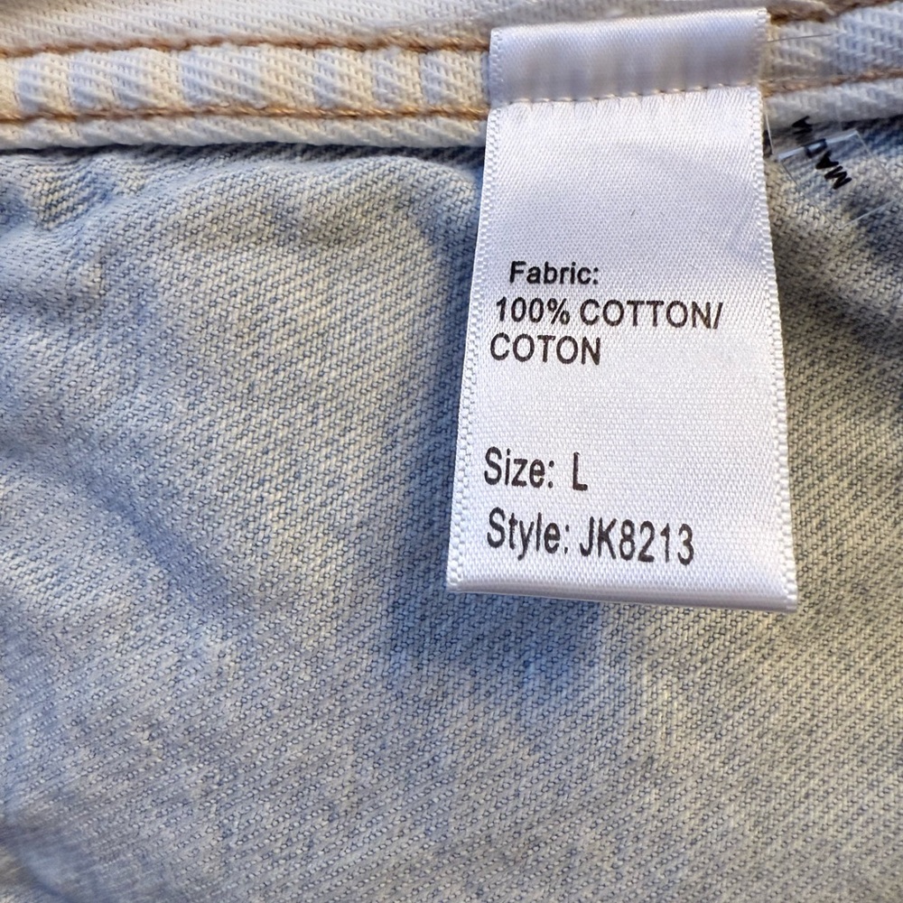 Elan Oversized Colorblock Denim Jacket Light Wash Large - Picture 7 of 8